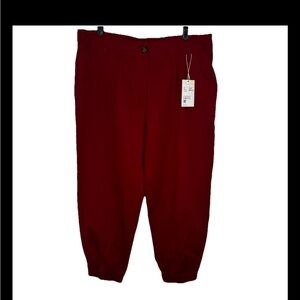 Halara Red Cinched-Hem Pants